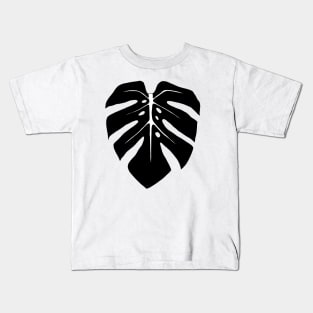 Black Monstera Leaf Kids T-Shirt